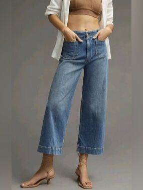 Anthropologie Pilcro The Skipper Cropped High Rise Wide-Leg Stretch Jeans 30